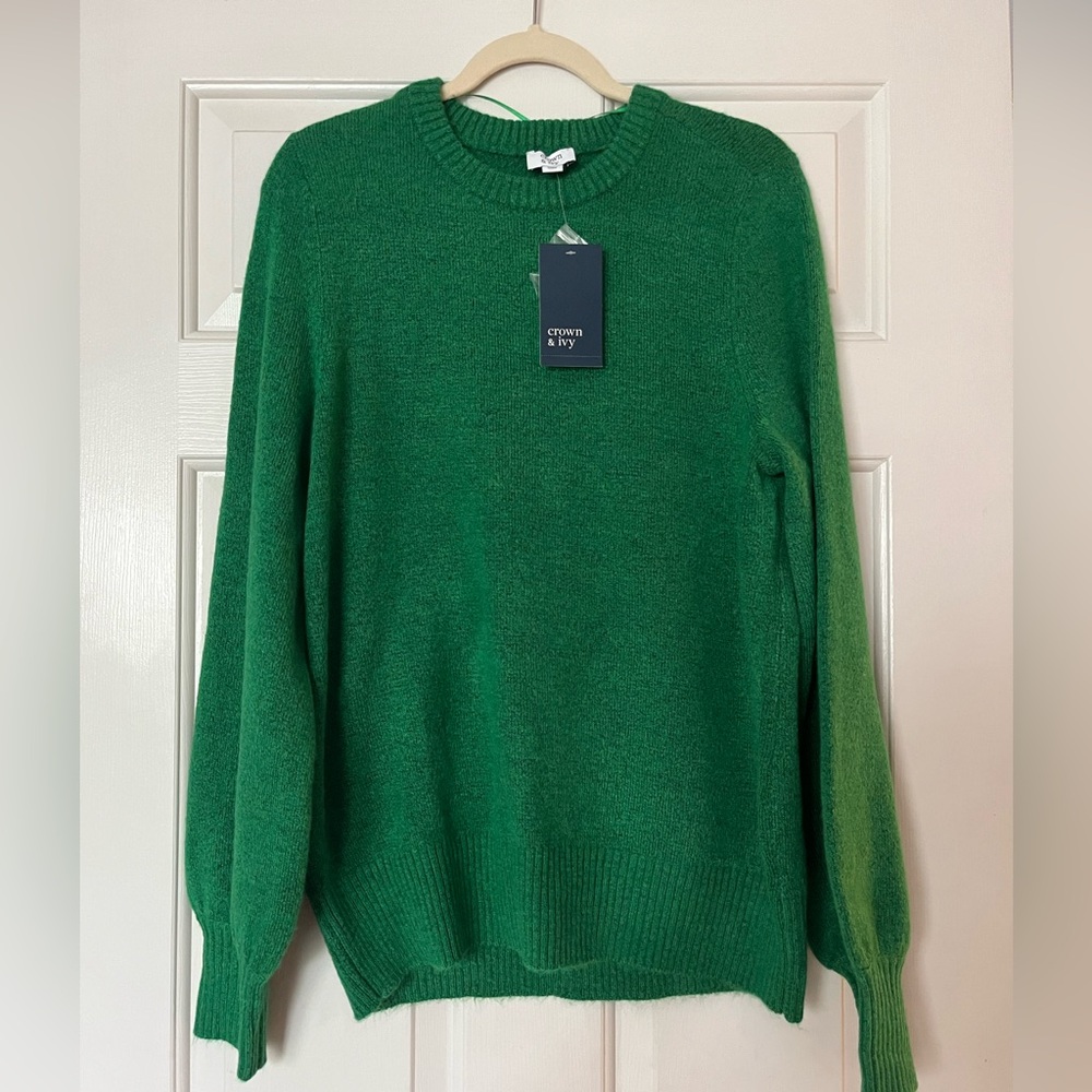 crown & ivy Emerald / Kelly Green Crewneck Sweater | XL | NWT